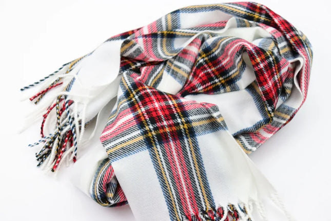 Women's Tartan Plaid Fringed Wrap Scarf