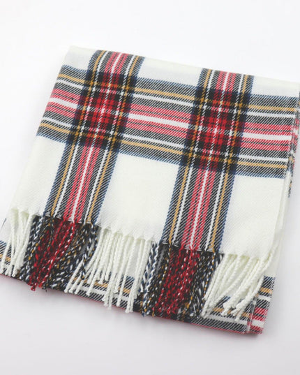 Women's Tartan Plaid Fringed Wrap Scarf
