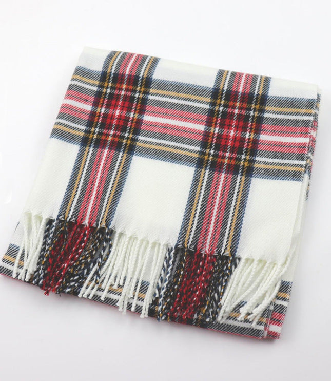 Women's Tartan Plaid Fringed Wrap Scarf