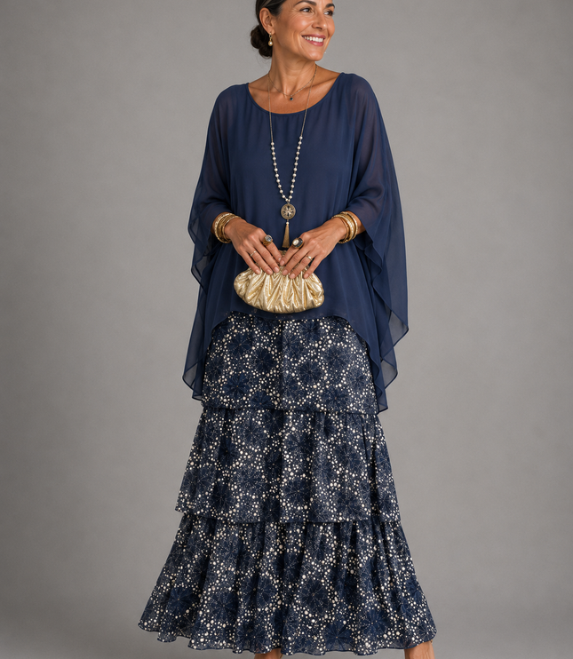 Women's Tiered Maxi Dress in a Relaxed Fit with Soft Layers