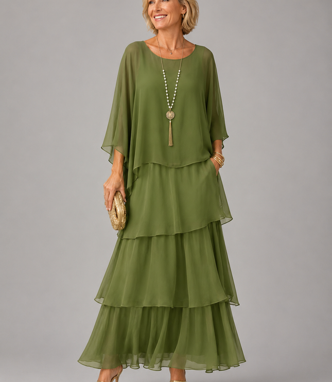 Women's Tiered Maxi Dress in a Relaxed Fit with Soft Layers