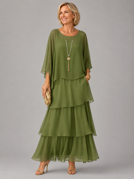 Women's Tiered Maxi Dress in a Relaxed Fit with Soft Layers