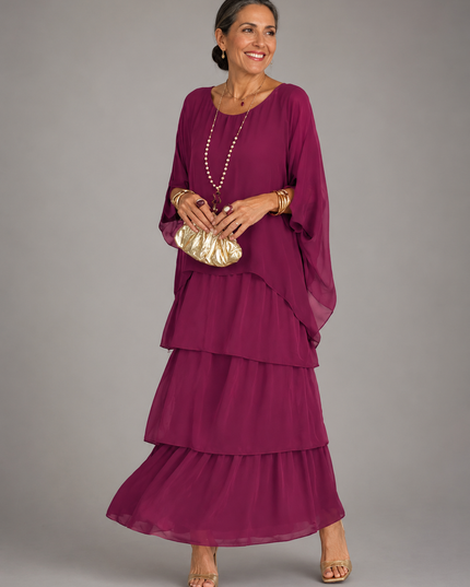 Women's Tiered Maxi Dress in a Relaxed Fit with Soft Layers
