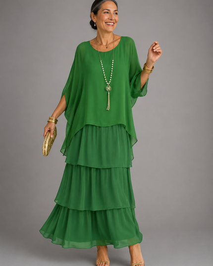 Women's Tiered Maxi Dress in a Relaxed Fit with Soft Layers