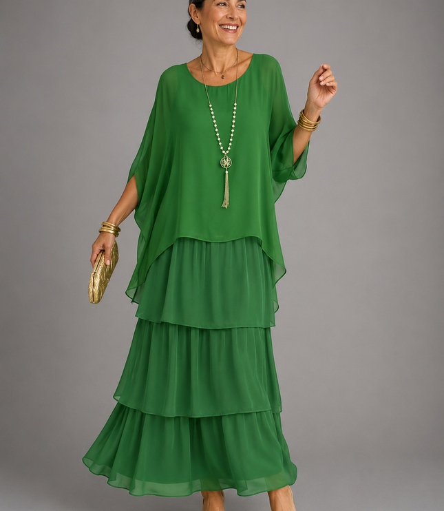 Women's Tiered Maxi Dress in a Relaxed Fit with Soft Layers