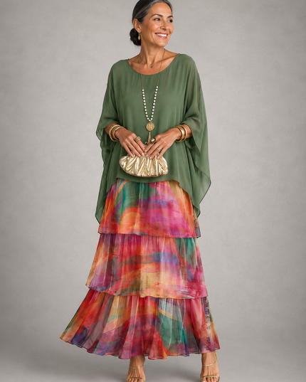 Women's Tiered Maxi Dress in a Relaxed Fit with Soft Layers