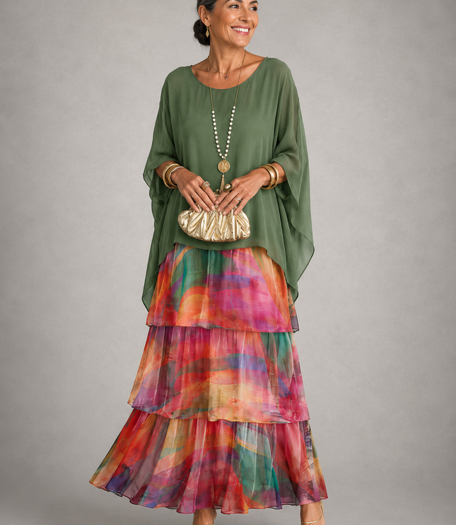 Women's Tiered Maxi Dress in a Relaxed Fit with Soft Layers