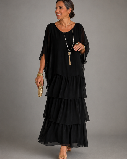 Women's Tiered Maxi Dress in a Relaxed Fit with Soft Layers