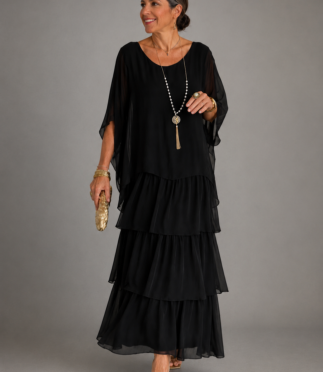 Women's Tiered Maxi Dress in a Relaxed Fit with Soft Layers