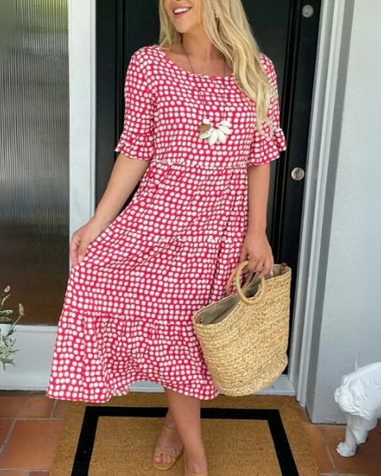 Women's Tiered Midi Dress for Race Day and Garden Parties