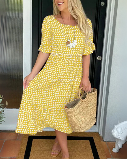 Women's Tiered Midi Dress for Race Day and Garden Parties