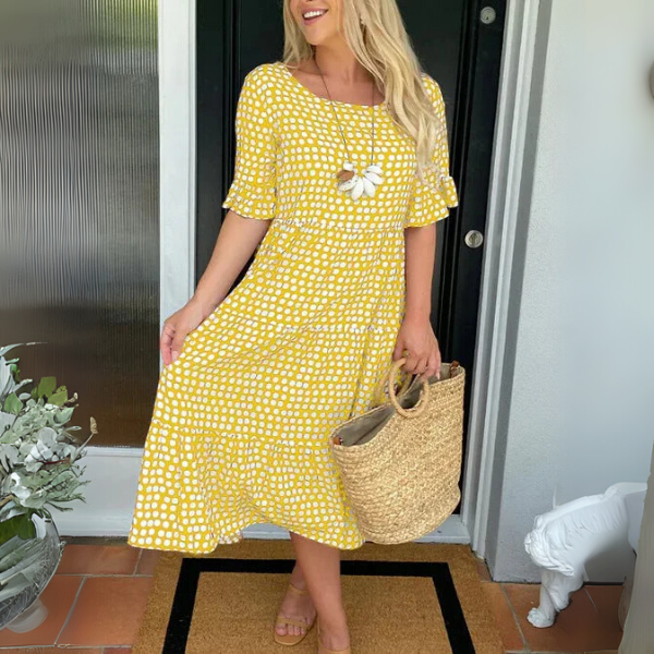 Women's Tiered Midi Dress for Race Day and Garden Parties