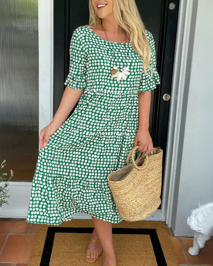 Women's Tiered Midi Dress for Race Day and Garden Parties