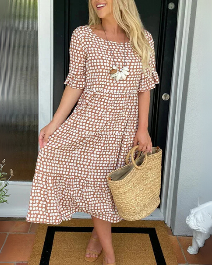 Women's Tiered Midi Dress for Race Day and Garden Parties