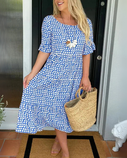 Women's Tiered Midi Dress for Race Day and Garden Parties
