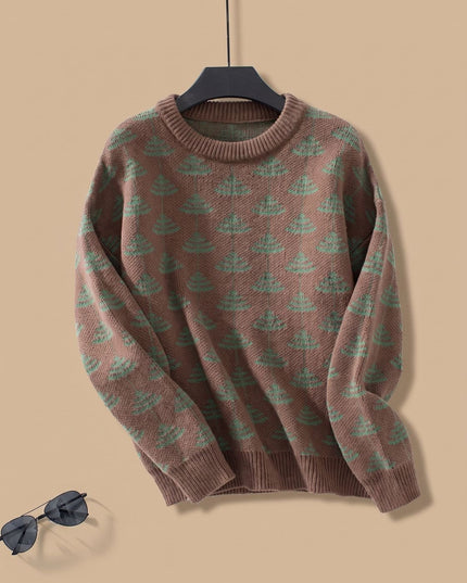 Women's Tree Motif Christmas Party Loose Knit Sweater