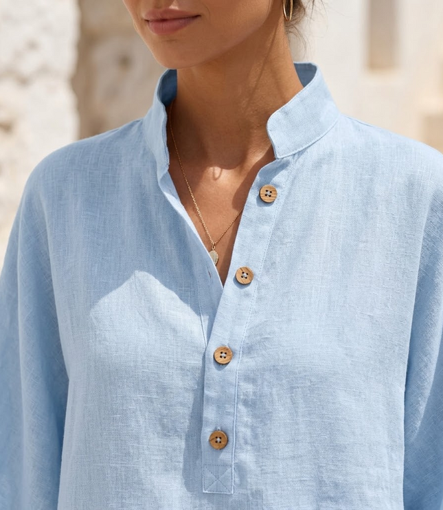 Women's Tunic and Wide Leg Pants in a Two Piece Linen Set