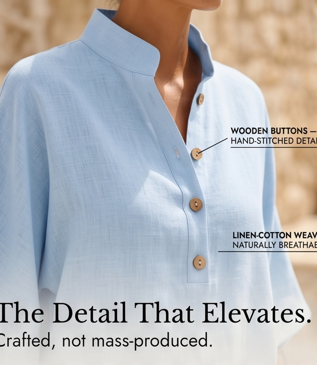 Women's Tunic and Wide Leg Pants in a Two Piece Linen Set