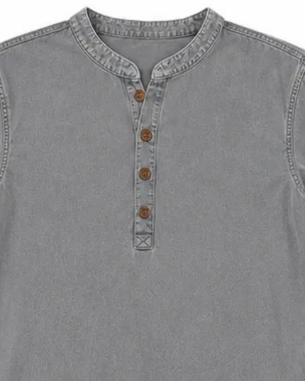 Women's Tunic Top with Short Sleeve Henley Placket