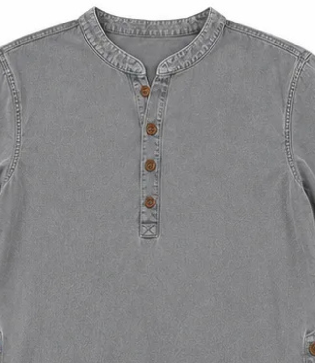 Women's Tunic Top with Short Sleeve Henley Placket