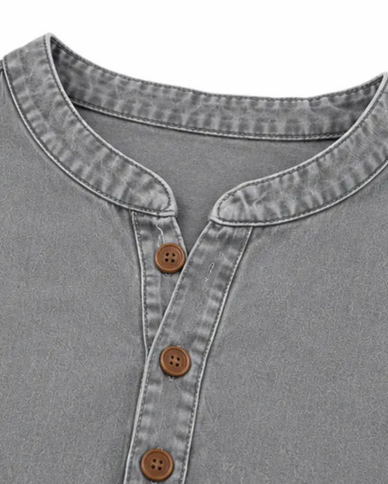 Women's Tunic Top with Short Sleeve Henley Placket