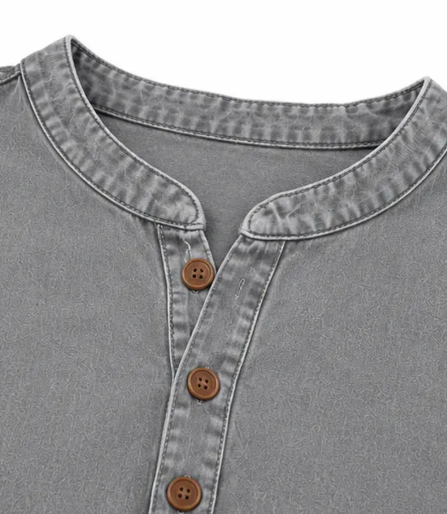 Women's Tunic Top with Short Sleeve Henley Placket