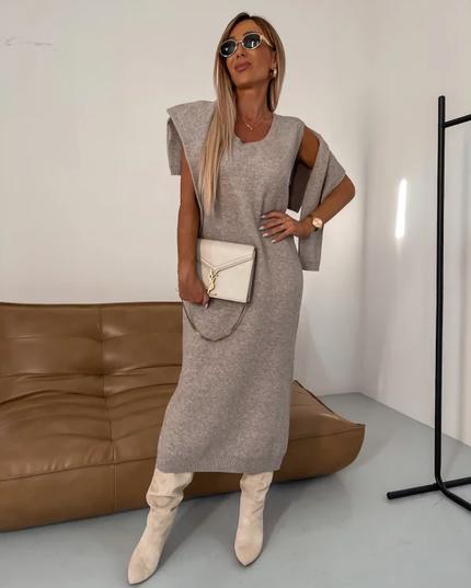 Women's Turtleneck Sweater and Long Skirt Knit Set