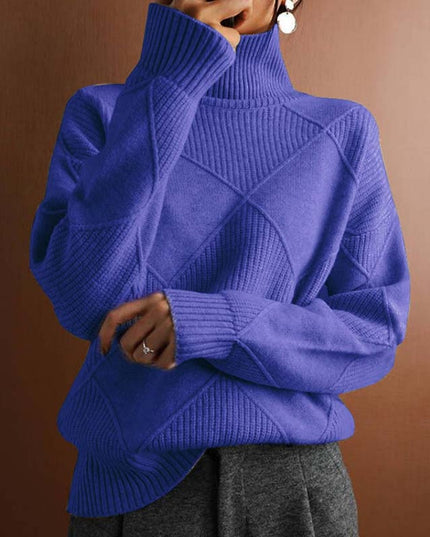 Women's Turtleneck Sweater in an Oversized Diamond Knit
