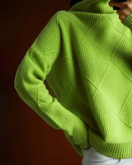Women's Turtleneck Sweater in an Oversized Diamond Knit