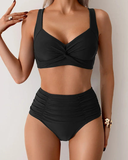 Women's Twist Front High-Waist Bikini Set