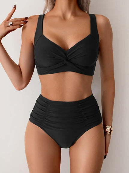 Women's Twist Front High-Waist Bikini Set