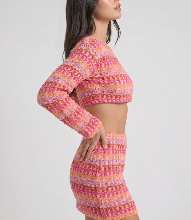 Women's Two Piece Co-ord Crop Top and Skirt Set for Summer