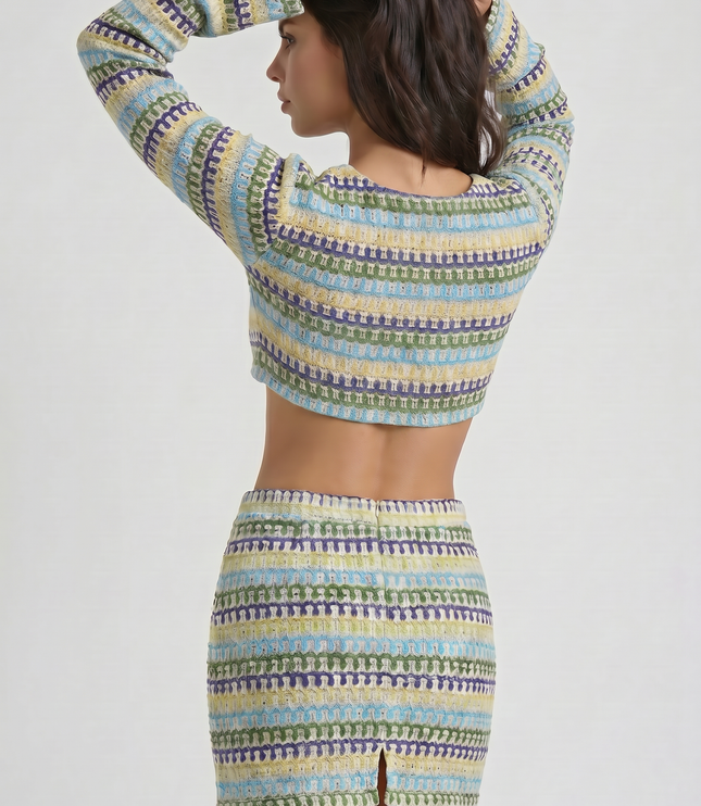 Women's Two Piece Co-ord Crop Top and Skirt Set for Summer