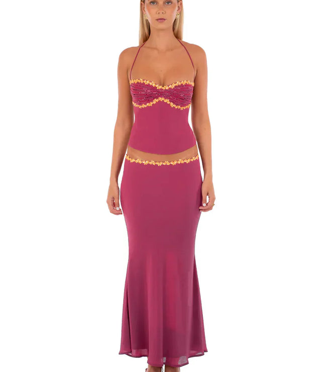 Women's Two Piece Co-ord Set Crop Top and Skirt Summer