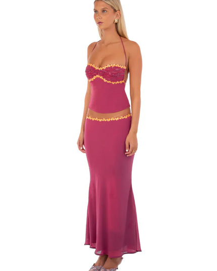 Women's Two Piece Co-ord Set Crop Top and Skirt Summer