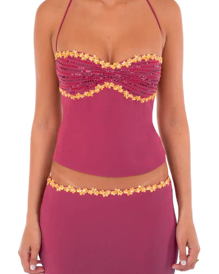Women's Two Piece Co-ord Set Crop Top and Skirt Summer