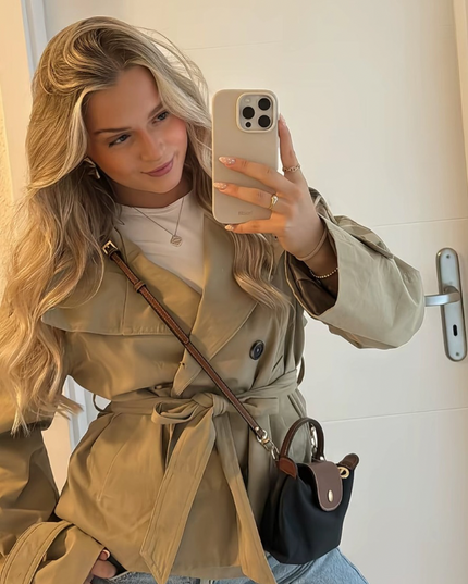 Women's Utility Jacket with Double-Breasted Front and Stand Collar