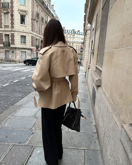 Women's Utility Jacket with Double-Breasted Front and Stand Collar
