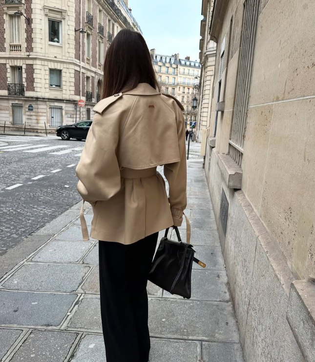 Women's Utility Jacket with Double-Breasted Front and Stand Collar