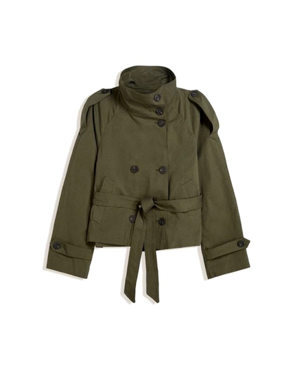 Women's Utility Jacket with Double-Breasted Front and Stand Collar