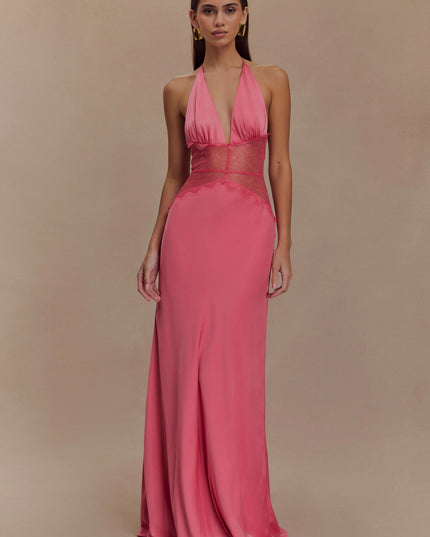 Women's V-Neck Polka Dot Maxi Dress for Summer Weddings
