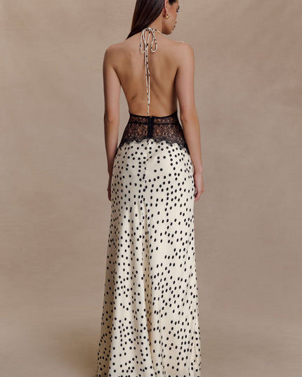 Women's V-Neck Polka Dot Maxi Dress for Summer Weddings