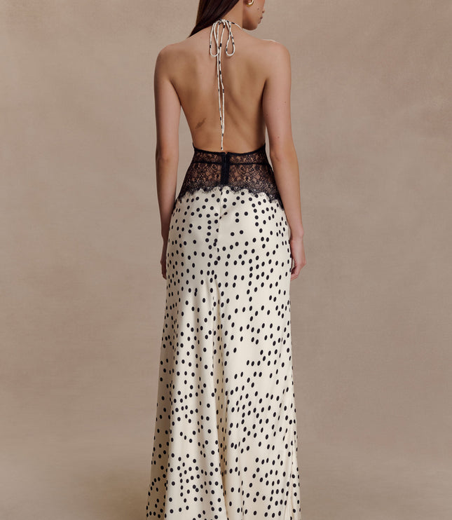 Women's V-Neck Polka Dot Maxi Dress for Summer Weddings