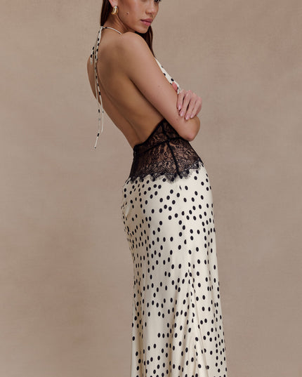 Women's V-Neck Polka Dot Maxi Dress for Summer Weddings
