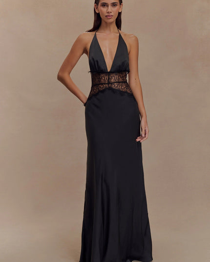 Women's V-Neck Polka Dot Maxi Dress for Summer Weddings