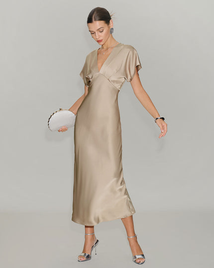 Women's V-Neck Tiered Midi Wedding Guest Dress, Summer