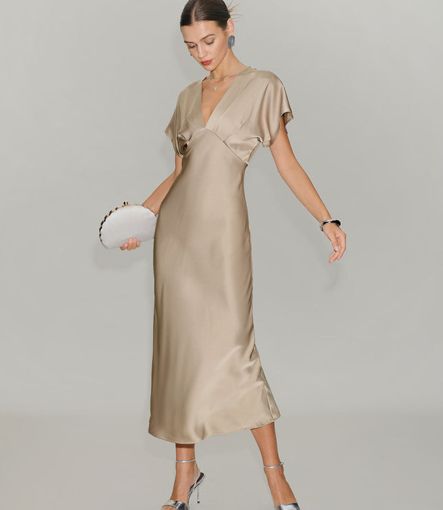 Women's V-Neck Tiered Midi Wedding Guest Dress, Summer