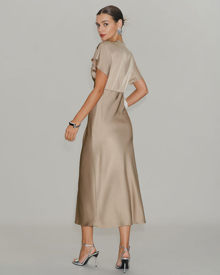 Women's V-Neck Tiered Midi Wedding Guest Dress, Summer