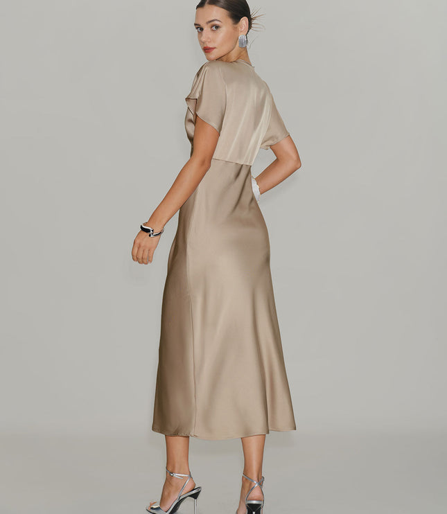 Women's V-Neck Tiered Midi Wedding Guest Dress, Summer