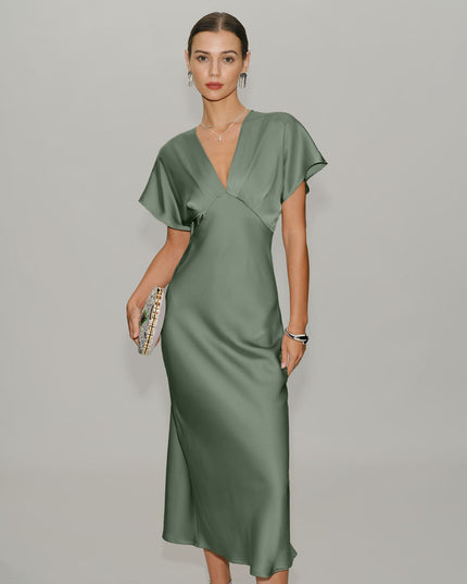 Women's V-Neck Tiered Midi Wedding Guest Dress, Summer